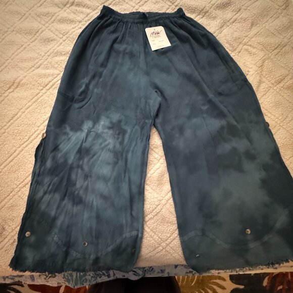 NWT MARIA DE GUADALAJAR COTTON GAUZE WIDE LEG 2XL/3XL PLUS PANTS WITH BUTTONS - Picture 1 of 2